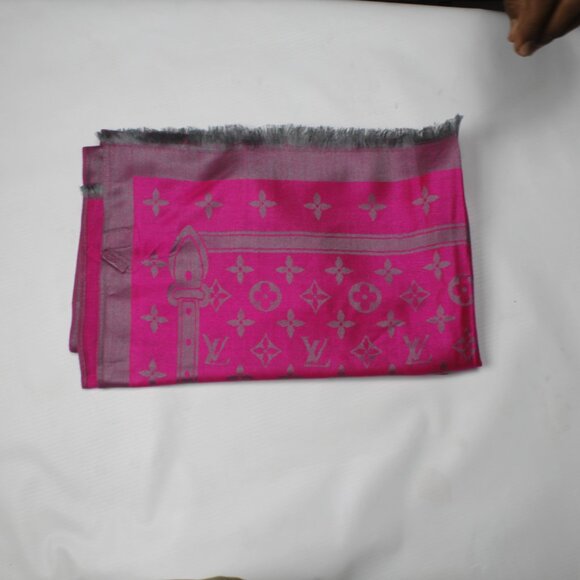 Louis Vuitton Stole Shawl Wrap 65% Cashmere 35% Silk  Pink Used - Picture 5 of 8